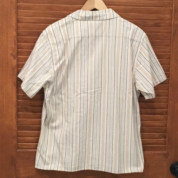 Rhythm Vacation Stripe Short Sleeve Shirt Natural Sizes L, XL - Picture 3 of 5